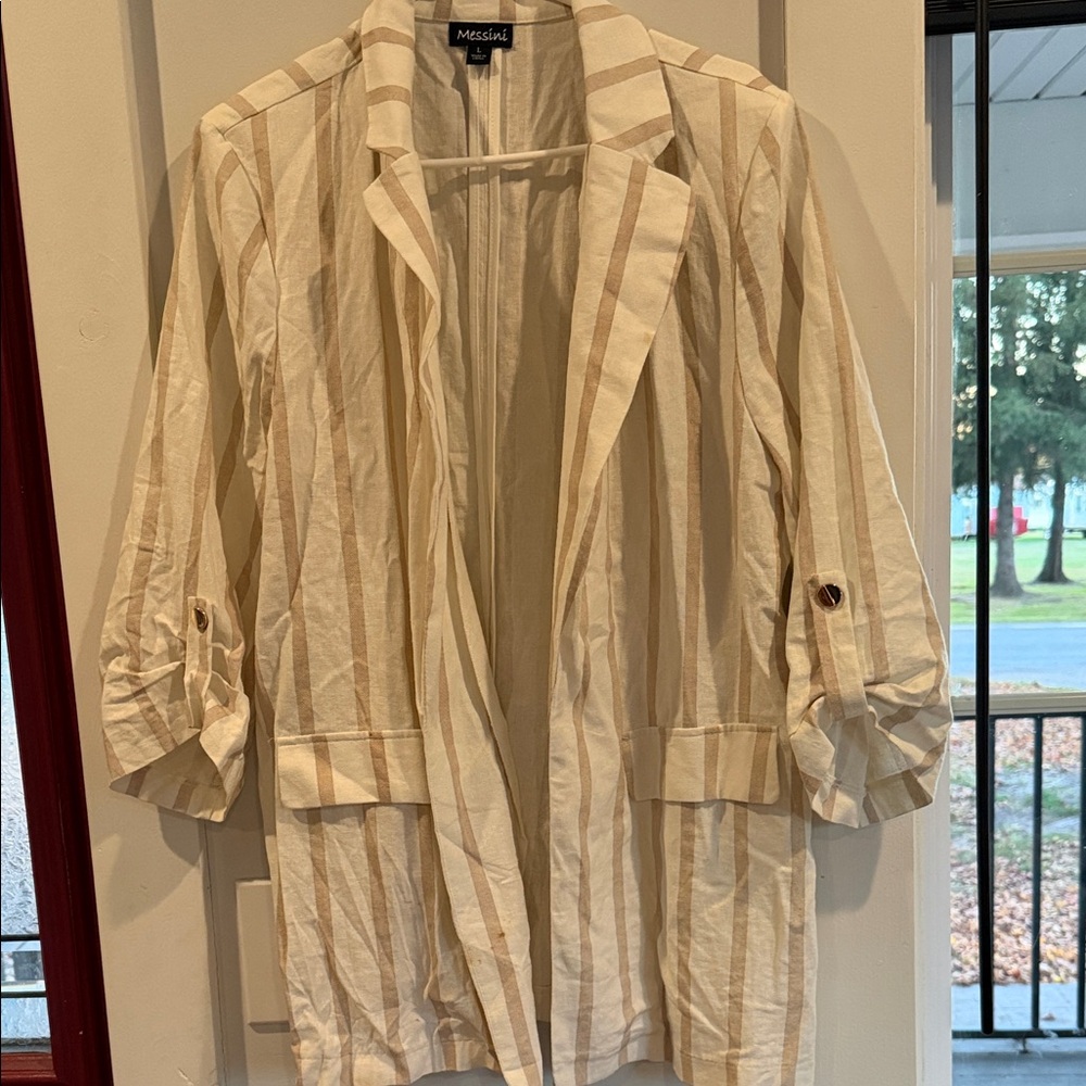 Messiah Cream Striped Women's Blazer